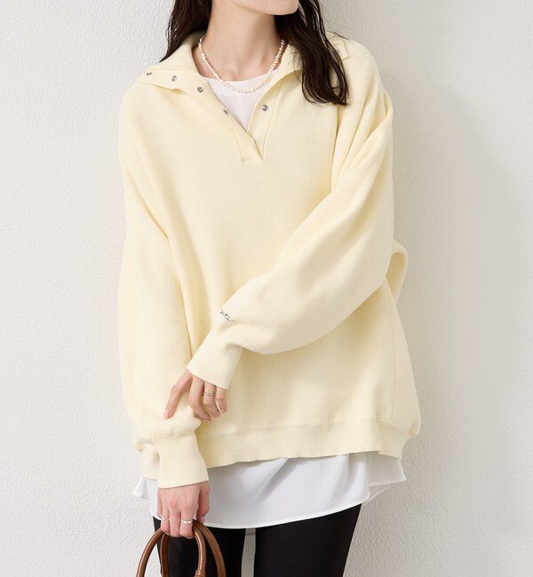  「スウェットライクヘンリーニット」|ニット・セーター|