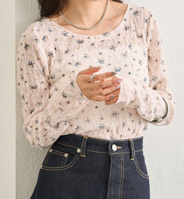  「レース花柄シアーロンT」|Tシャツ・カットソー|