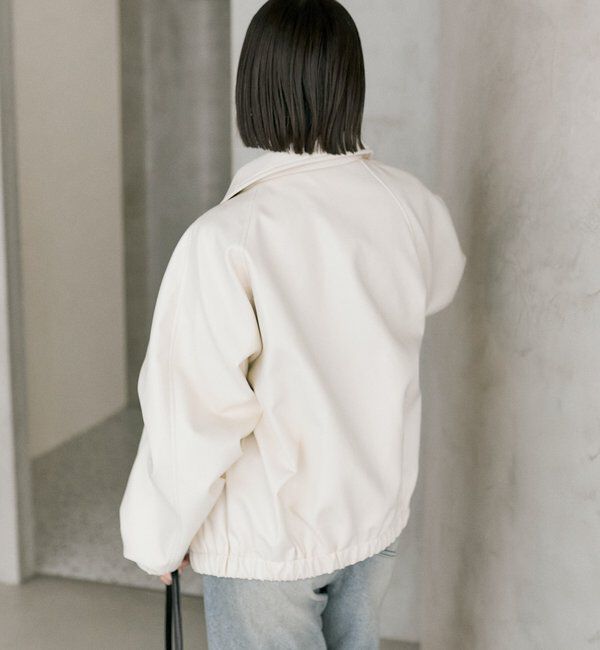  「バルーンスリーブフェイクレザーブルゾン」|ブルゾン・スタジャン|