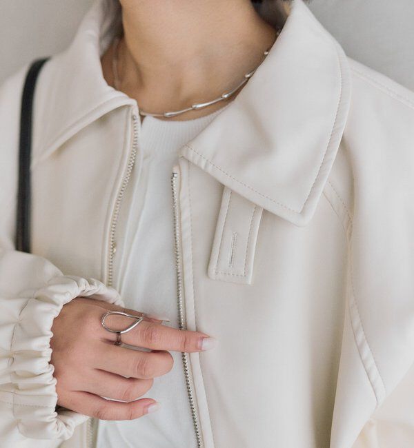  「バルーンスリーブフェイクレザーブルゾン」|ブルゾン・スタジャン|