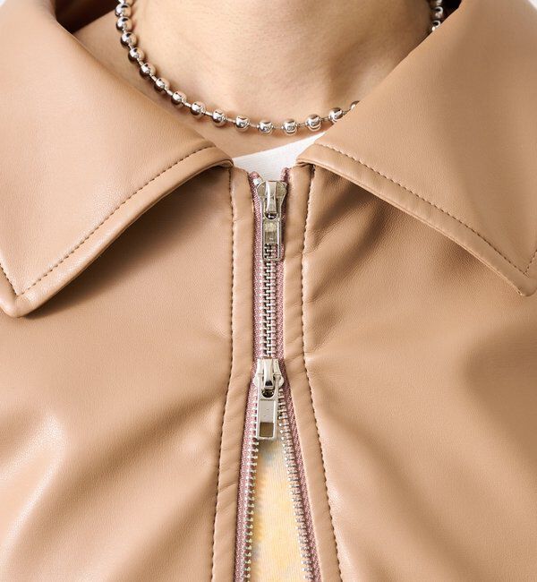  「バルーンスリーブフェイクレザーブルゾン」|ブルゾン・スタジャン|