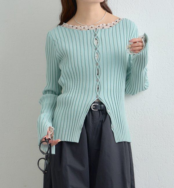  「ラウンドスリットリブカーディガン」|カーディガン|