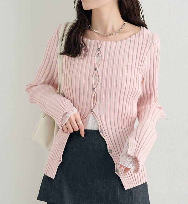  「ラウンドスリットリブカーディガン」|カーディガン|