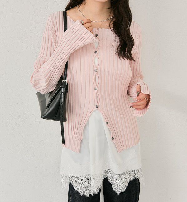  「ラウンドスリットリブカーディガン」|カーディガン|