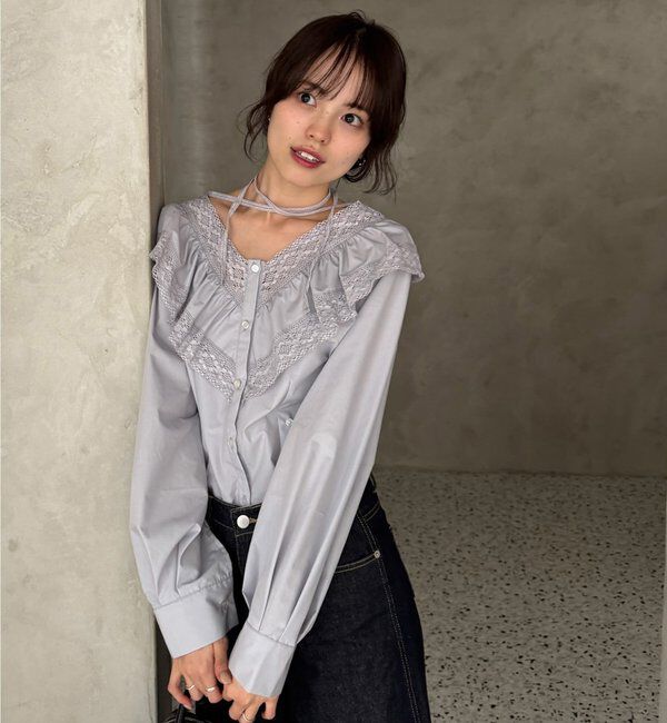  「【@lily.s_y企画】Vフリルシェイプブラウス」|シャツ・ブラウス|