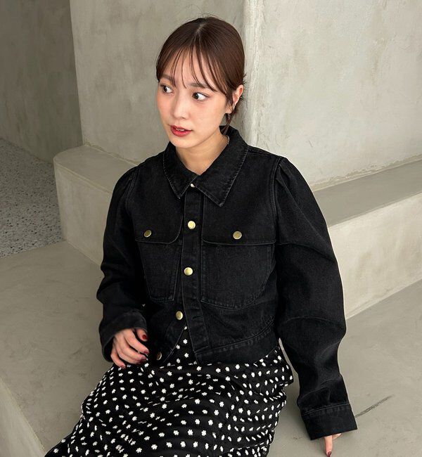  「【@sktnnm企画】金ボタンデニムパフジャケット」|ブルゾン・スタジャン|