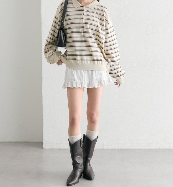  「マルチボーダーポロニット」|ニット・セーター|