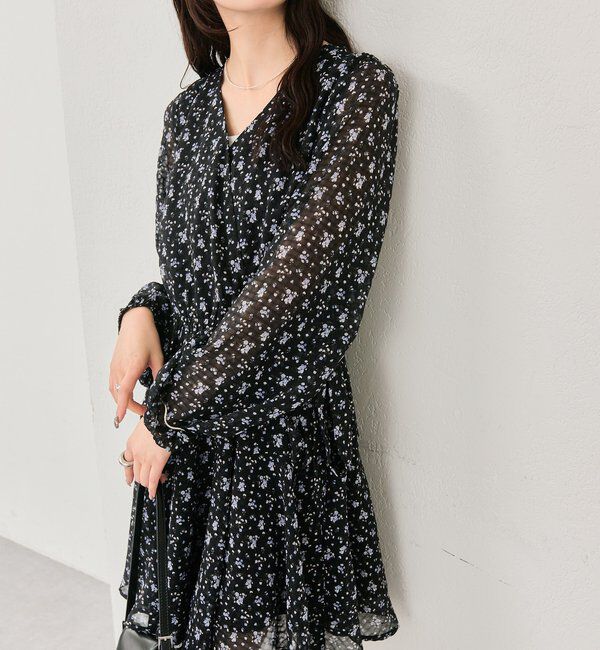  「カシュクールフラワーミニワンピース」|ワンピース|