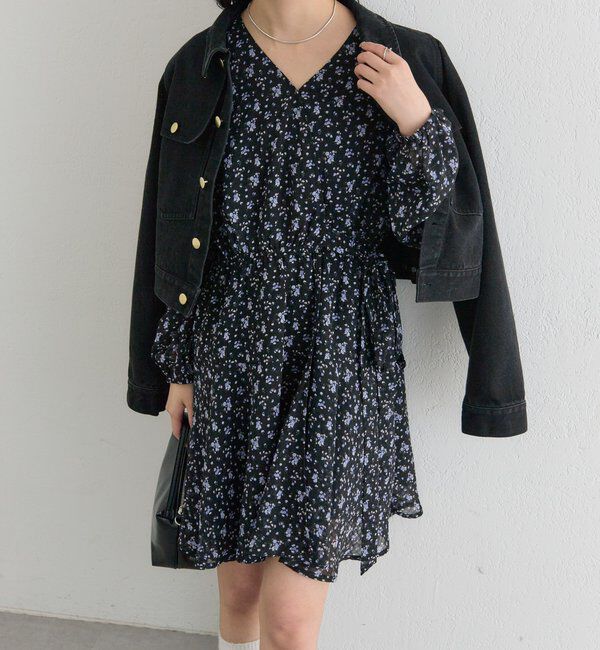  「カシュクールフラワーミニワンピース」|ワンピース|