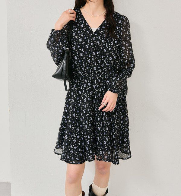  「カシュクールフラワーミニワンピース」|ワンピース|