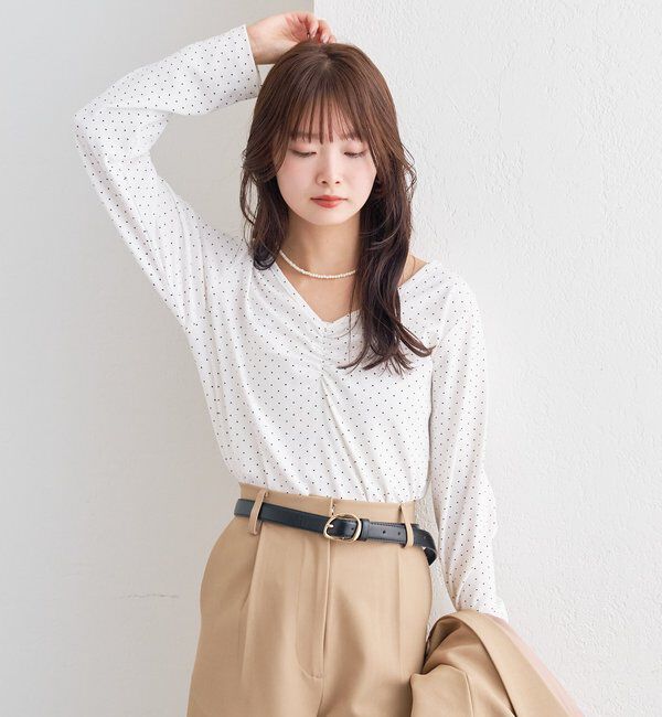  「ドットプリントロングTシャツ」|Tシャツ・カットソー|