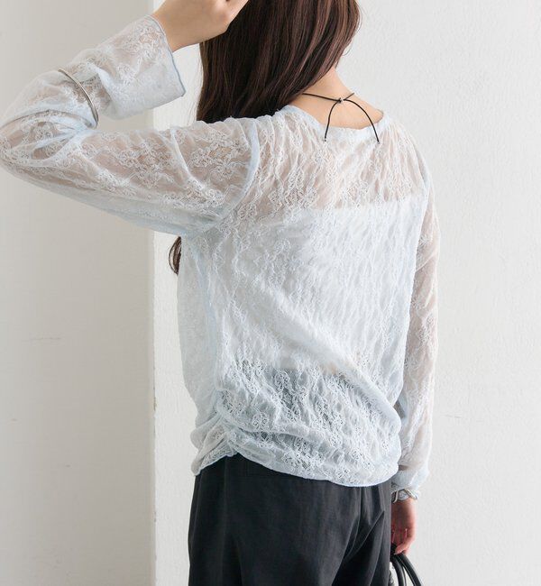  「裾ギャザーレースロングTシャツ」|Tシャツ・カットソー|