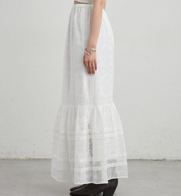  「パネルレースギャザースカート」|スカート|