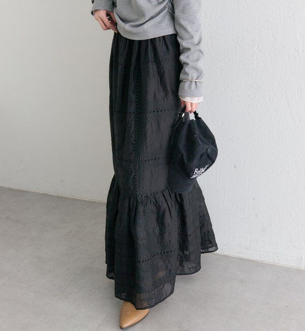  「パネルレースギャザースカート」|スカート|