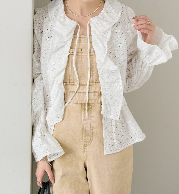  「フラワー刺繍フリルブラウス」|シャツ・ブラウス|