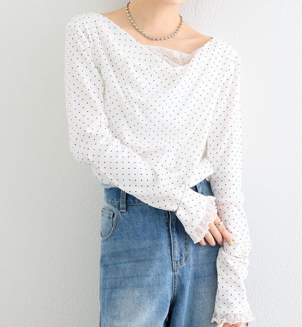  「レースドッキングオフショルロンT」|Tシャツ・カットソー|