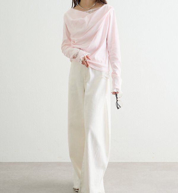  「レースドッキングオフショルロンT」|Tシャツ・カットソー|