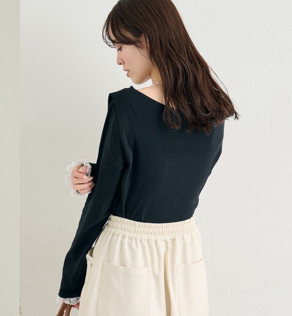  「レースドッキングオフショルロンT」|Tシャツ・カットソー|