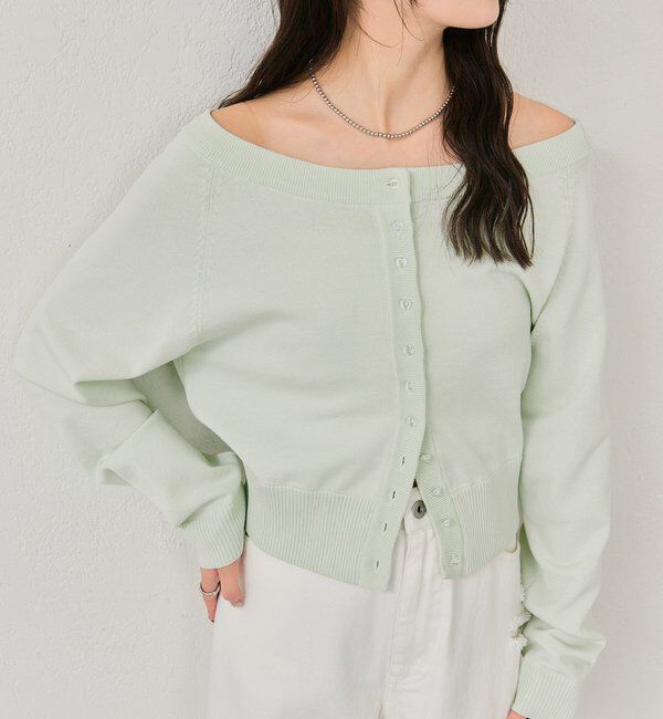  「ワイドネッククリアボタンカーディガン」|カーディガン|