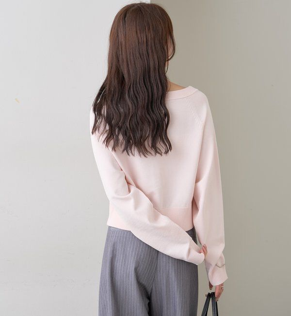  「ワイドネッククリアボタンカーディガン」|カーディガン|