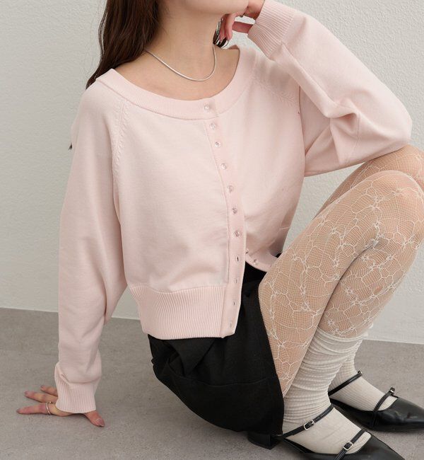 「ワイドネッククリアボタンカーディガン」|カーディガン|