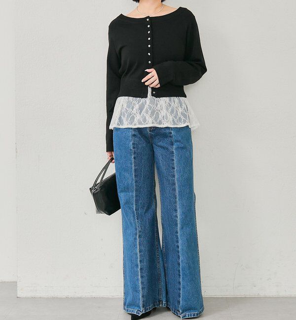  「ワイドネッククリアボタンカーディガン」|カーディガン|