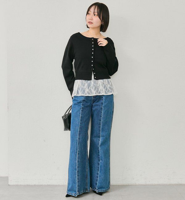  「ワイドネッククリアボタンカーディガン」|カーディガン|