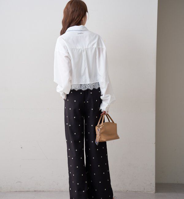  「ストライプ裾レースシャツ」|シャツ・ブラウス|