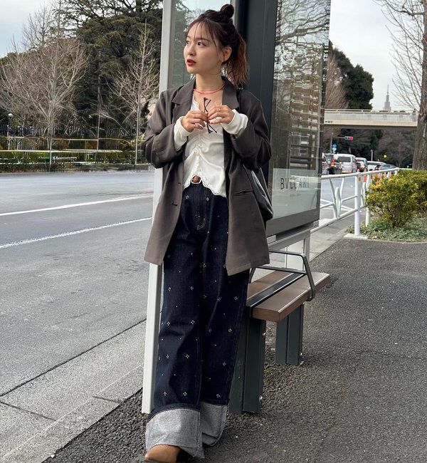  「ギャザーレースリブカーディガン」|Tシャツ・カットソー|