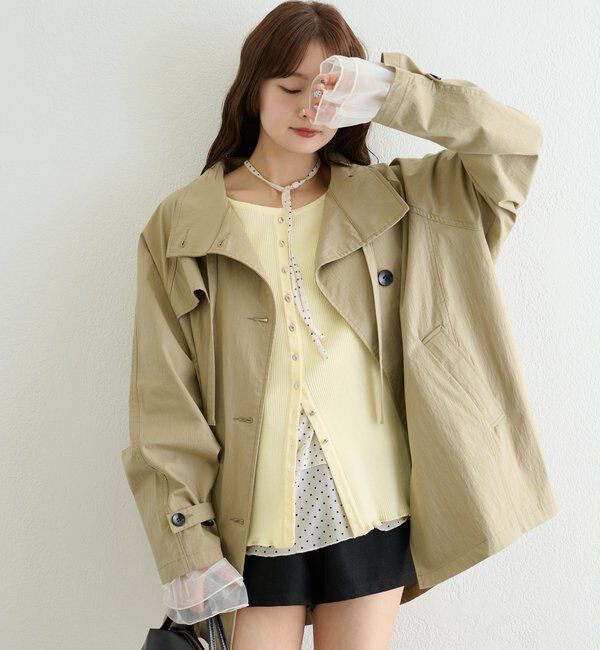  「スタンドカラーミドルトレンチ」|トレンチコート|