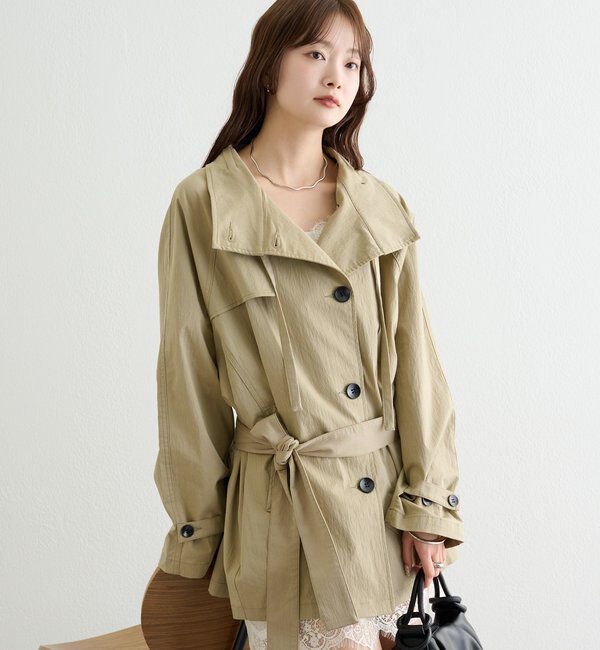  「スタンドカラーミドルトレンチ」|トレンチコート|