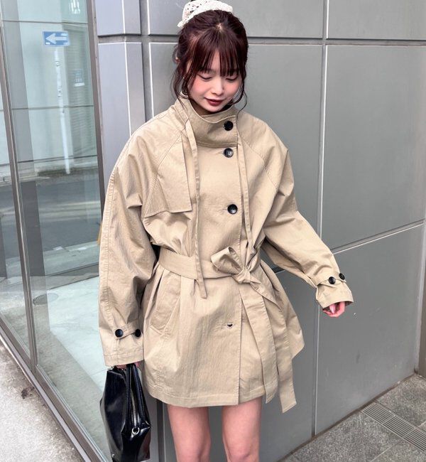  「スタンドカラーミドルトレンチ」|トレンチコート|