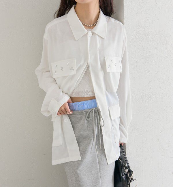  「ポケットビジューカバーオール」|ブルゾン・スタジャン|