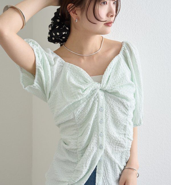  「ハートネックパフブラウス」|シャツ・ブラウス|