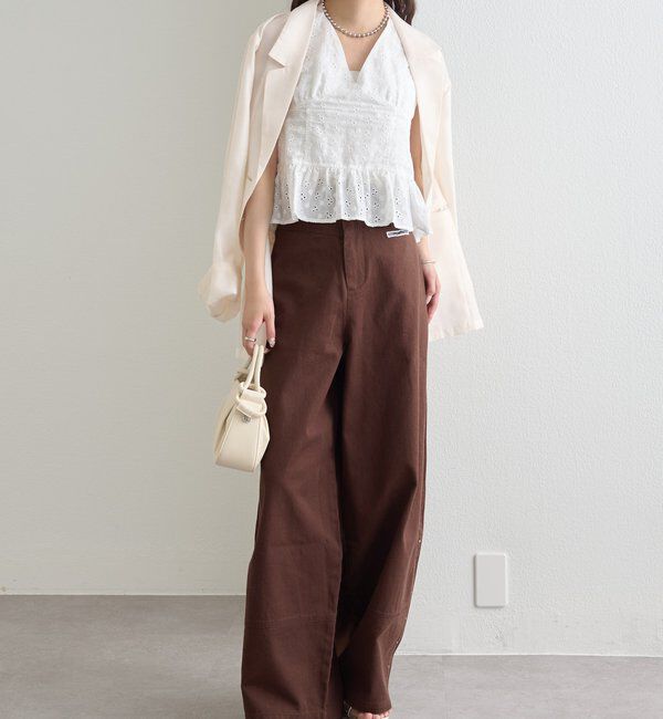  「コットン刺繍ホルターネック」|シャツ・ブラウス|