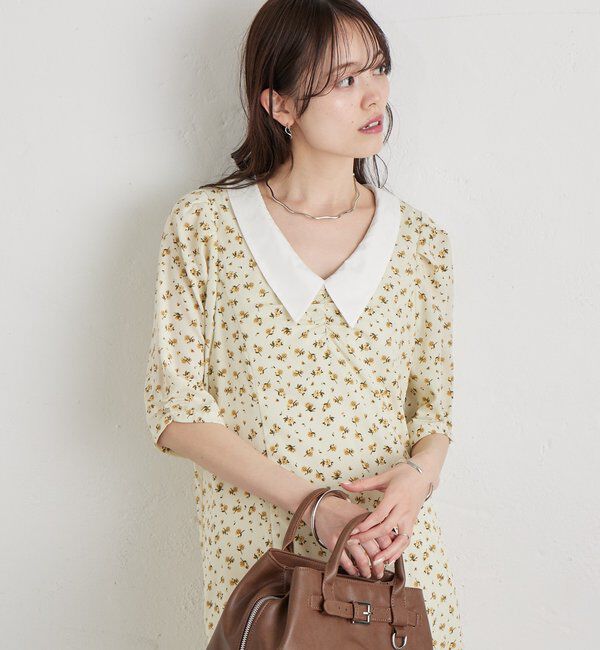  「襟付きフラワーワンピース」|ワンピース|