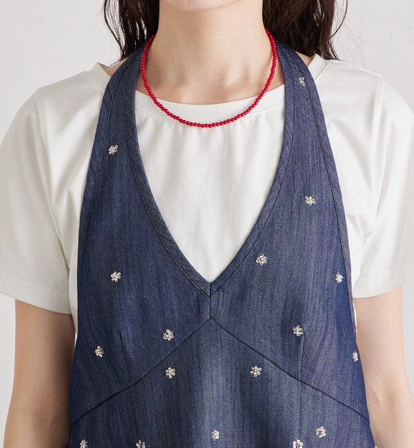  「ビジューフラワーホルタービスチェ」|シャツ・ブラウス|