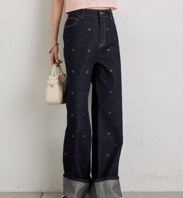  「ラインストーンデニム」|デニム|ネイビー