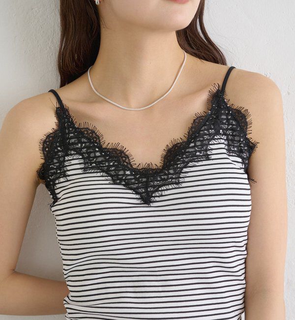  「パット付きボーダーレースキャミソール」|キャミソール|