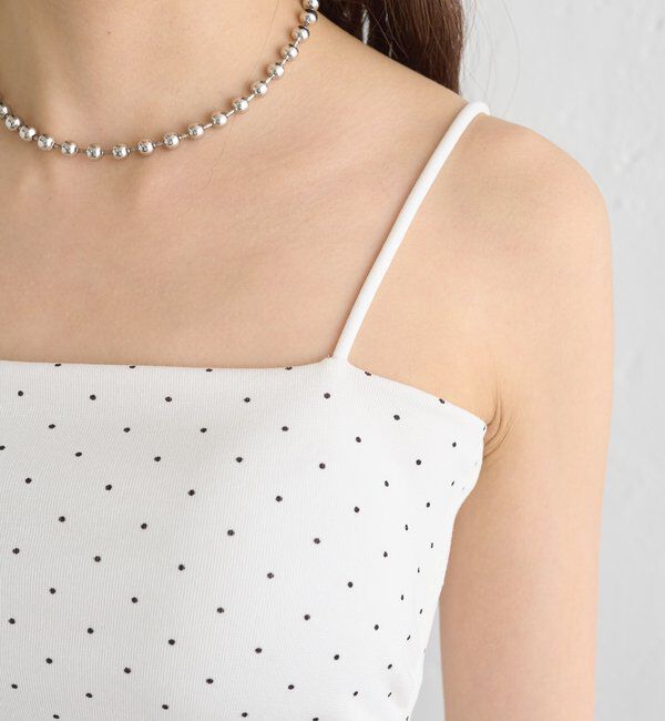  「パット付きサイドギャザードットキャミソール」|キャミソール|