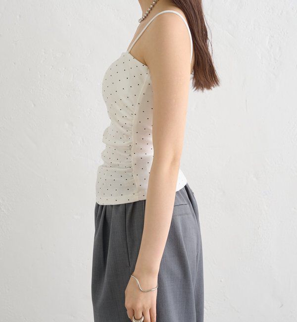  「パット付きサイドギャザードットキャミソール」|キャミソール|