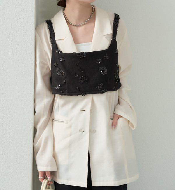  「シャイニースクエアビスチェ」|シャツ・ブラウス|ブラック