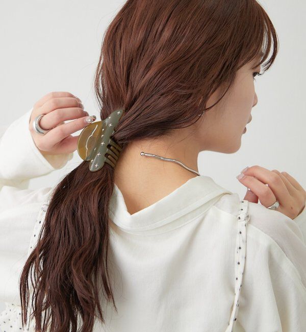  「モチーフビジューヘアクリップ」|その他|ブラウン