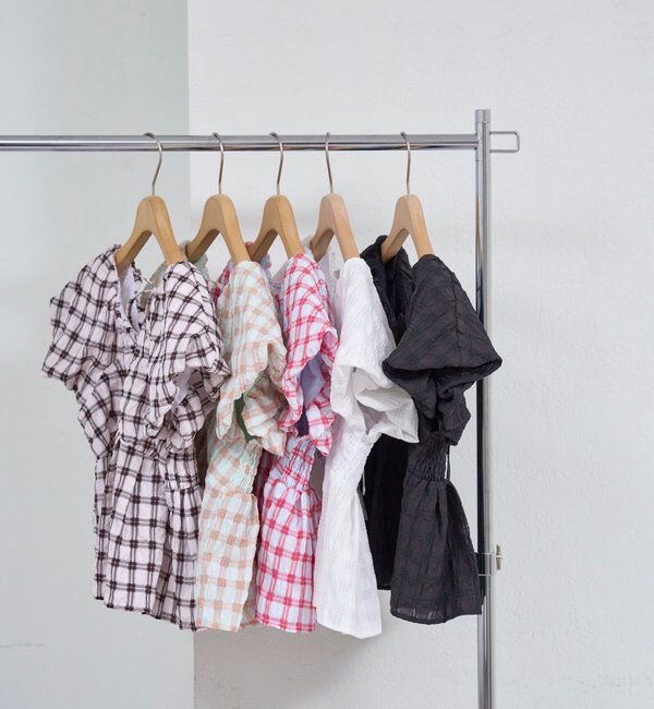  「チェックパフブラウス」|シャツ・ブラウス|