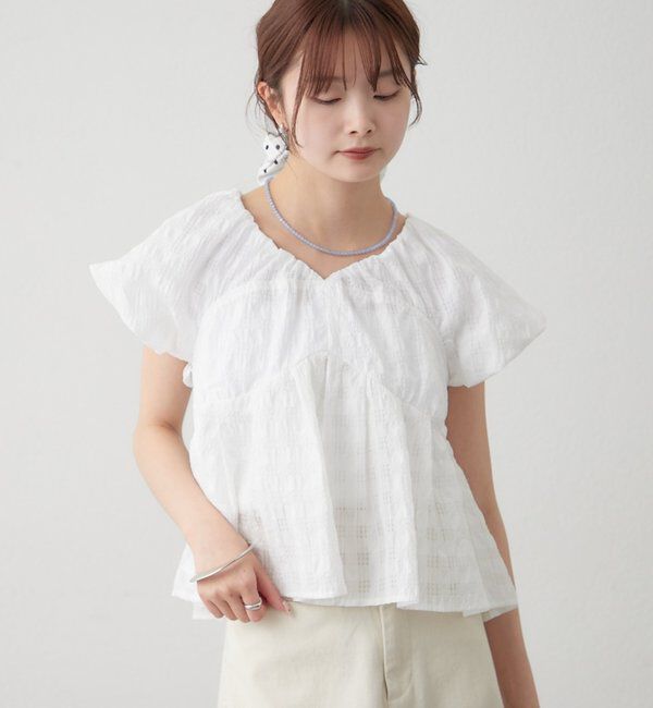  「チェックパフブラウス」|シャツ・ブラウス|