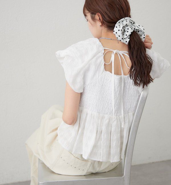  「チェックパフブラウス」|シャツ・ブラウス|