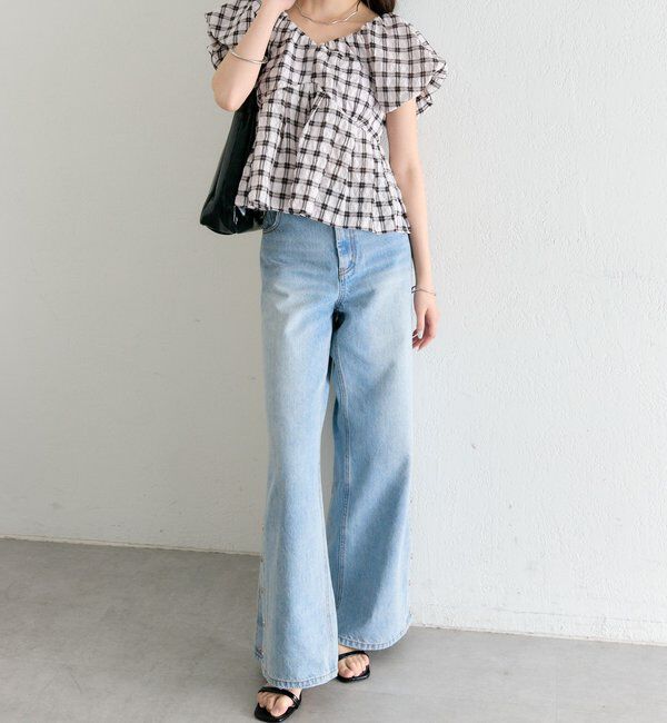  「チェックパフブラウス」|シャツ・ブラウス|