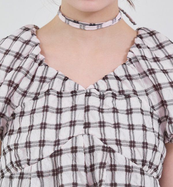  「チェックパフブラウス」|シャツ・ブラウス|