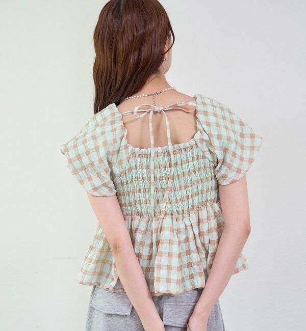  「チェックパフブラウス」|シャツ・ブラウス|