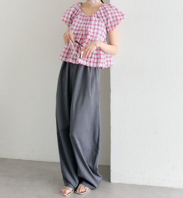  「チェックパフブラウス」|シャツ・ブラウス|